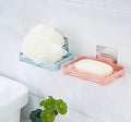 Khedu Feb (1 Pcs) Wall Mounted Self Draining Soap Dish Holder Case Hanging Waterproof Box Storage Rack with Self Adhesive Magic