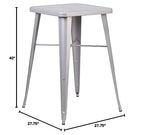 Flash Furniture Aaron Commercial Grade 23.75" Square Silver Metal Indoor-Outdoor Bar Height Table