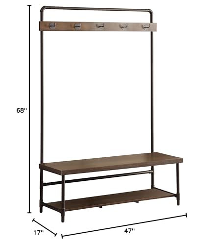Coaster Home Furnishings Hall Tree, Coffee/Black Entryway Organizer, Stylish Storage Solution, Model 902921