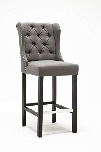 Best Quality Furniture Upholstered Gray Linen Look Fabric Barstool (Set Of Two)