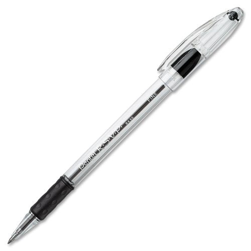 Wholesale Case Of 20 - Pentel R.S.V.P. Ballpoint Stick Pens-Ballpoint Pen, Fine Point, Black Ink/Clear Barrel