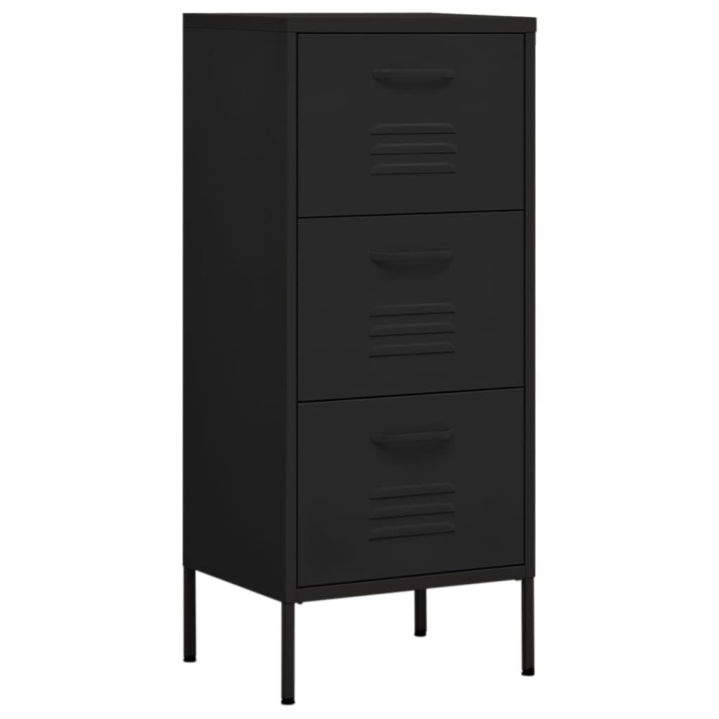 vidaXL Steel Storage Cabinet, Adjustable Height, Fully Extendable Drawers, Black, 16.7&quot;x13.8&quot;x40&quot;, Industrial Style, Heavy-Duty