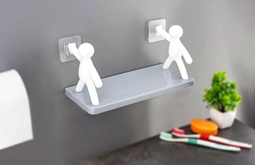 Vidora Wall Mount Shelf Plastic Multipurpose Wall Mount Floating Shelf&Rack With Self Adhesive Sticker. Wall Mounted Storage She