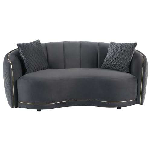 Coaster Home Furnishings Brookside Velvet Upholstered Curved Loveseat Dark Grey