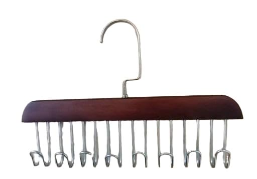 Barhary Wooden Closet Hangers, AntiSlip 8 Hook Belt Organizer, 360 Rotating MultiFunction Coat Rack For Scarves, Ties, Tank, A