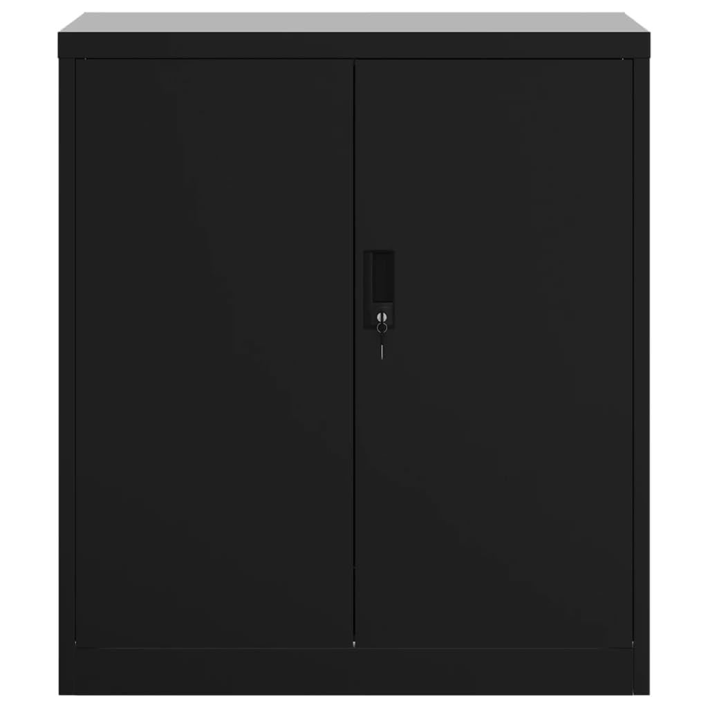 vidaXL File Cabinet Lockable Metal Storage Cabinet with Doors Black Steel