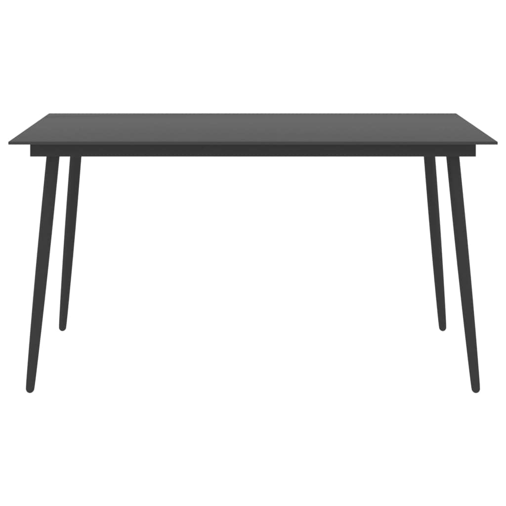 Patio Dining Table Black 59.1&quot;x35.4&quot;x29.1&quot; Steel and Glass