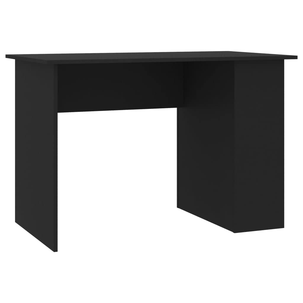 vidaXL Modern Desk with 2 Shelves - Compact Workspace Solution Perfect for Office or Study Area - Black Engineered Wood - 43.3x23.6x28.7