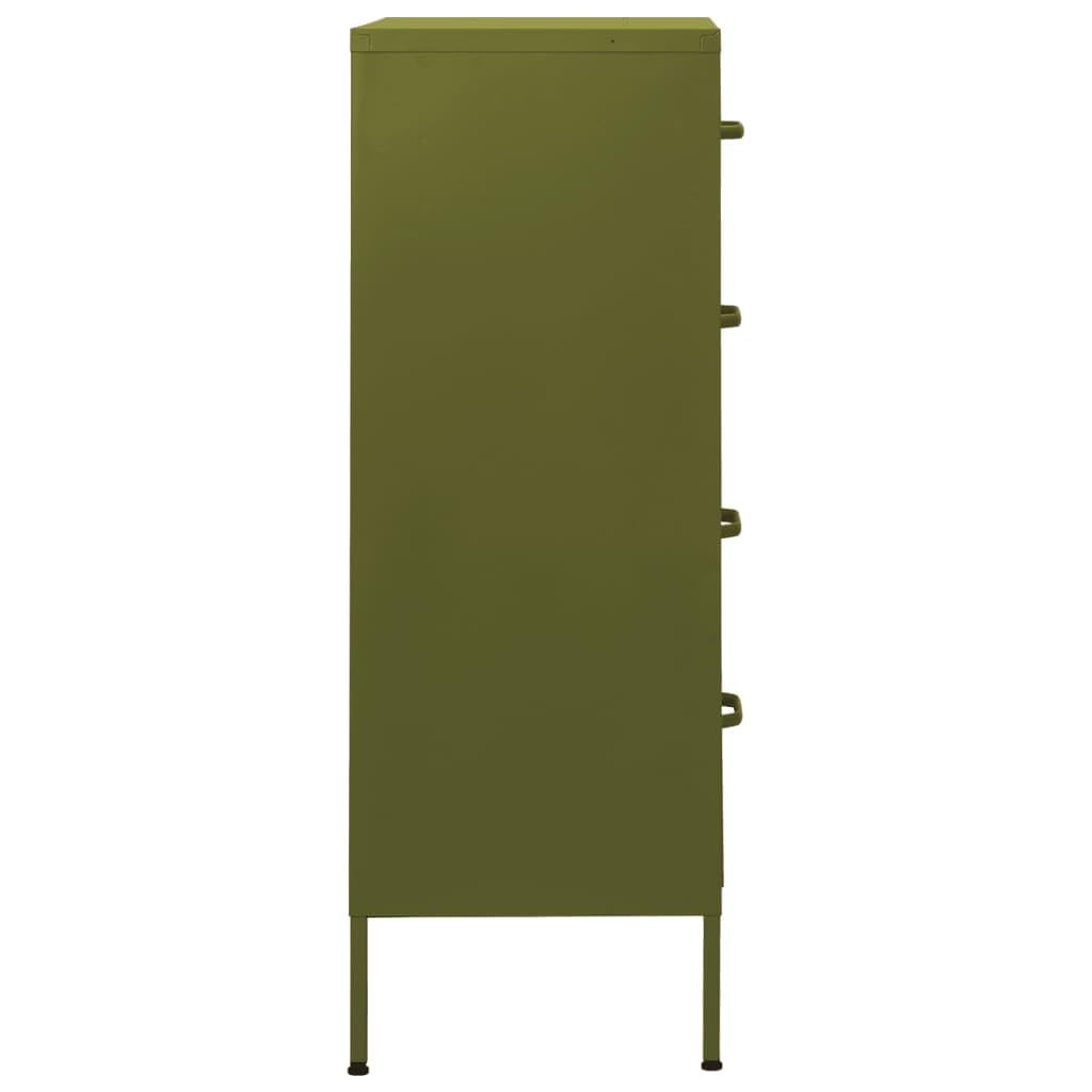 vidaXL Practical Design Chest of Drawers - Olive Green - Durable Steel Construction - Adjustable Height - 31.5&quot;x13.8&quot;x40&quot; with Extendable Drawers