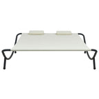vidaXL Cream Patio Lounge Bed - Weather-Resistant Oxford Fabric and Powder-Coated Steel Frame - Comfort Upgrade with 2 Thick Pillows