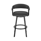 HomeRoots 26' Mod Black Faux Leather Black Finish Swivel Bar Stool