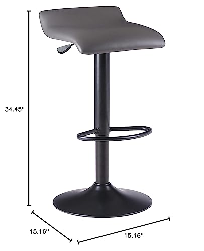 Ergode Wood Tarah Adjustable Swivel Stools - Slate Gray Faux Leather Seat, Height Adjustable, Backless Cushioned Seats, 360-Degree Swivel, Sturdy Metal Construction - Set of 2