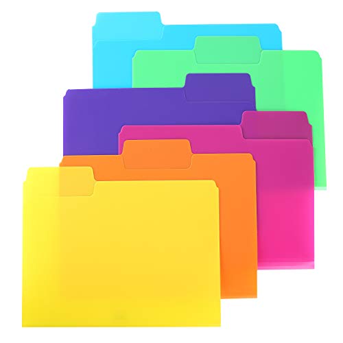 Mr. Pen- Poly File Folders, 1/3 Cut Tab, 6 Pack, Assorted Colors, Letter Size, Colored Letter File Folders For Office Supplies