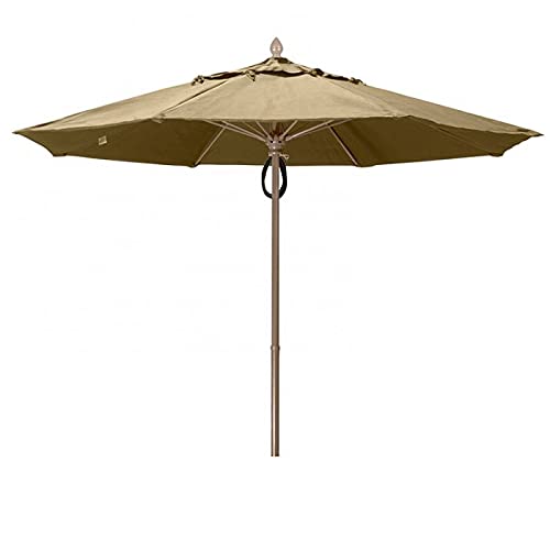 Fiberbuilt Home 7Mppw-8600 7.5 Ft. White Aluminum Pole Acrylic Market Push Up Umbrella, Antique Beige Canopy