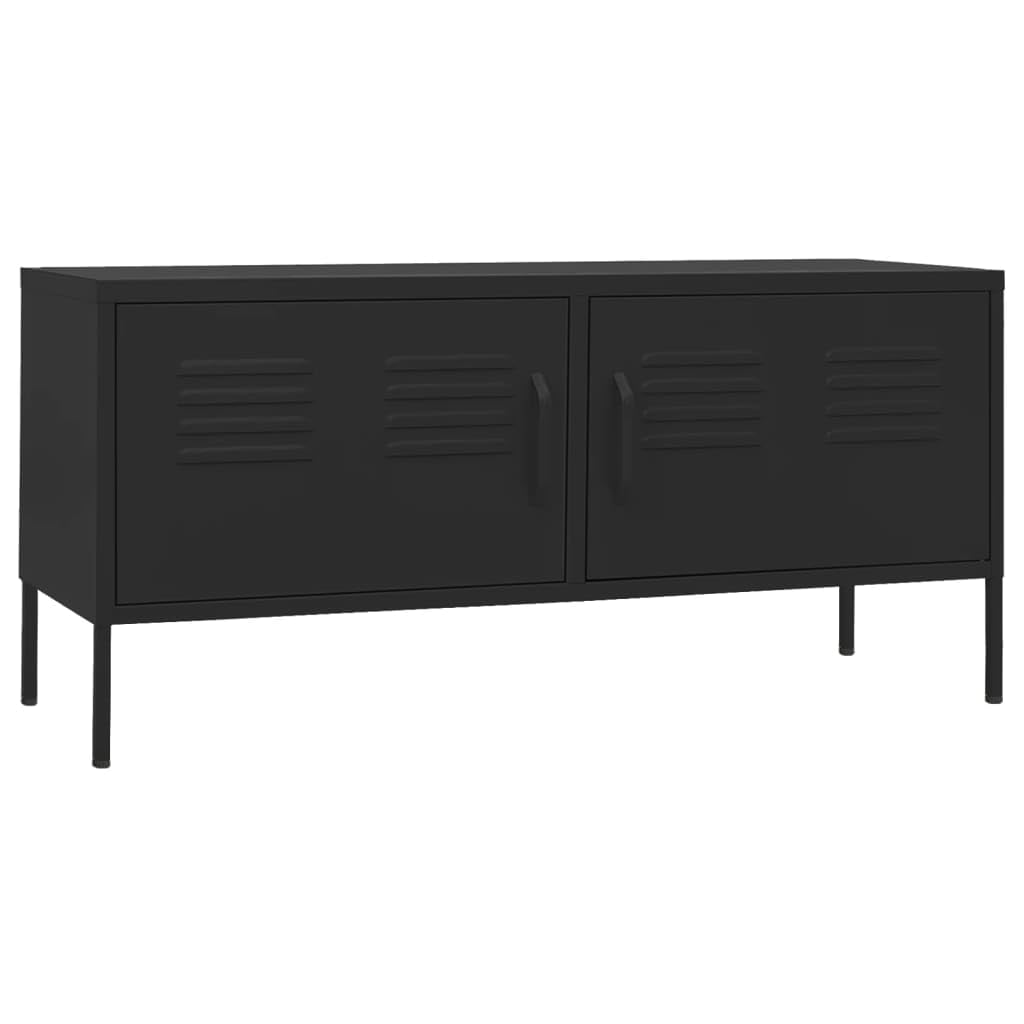 vidaXL Industrial Style TV Stand, Black Steel TV Unit with Adjustable Height and Ample Storage Space, Suitable for Living Room