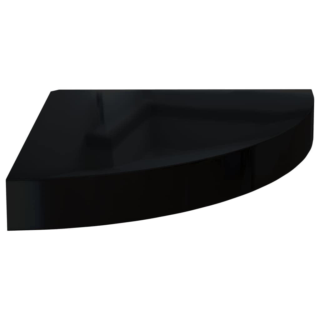 vidaXL Floating Corner Shelf High Gloss Black 9.8&quot;x9.8&quot;x1.5&quot; MDF