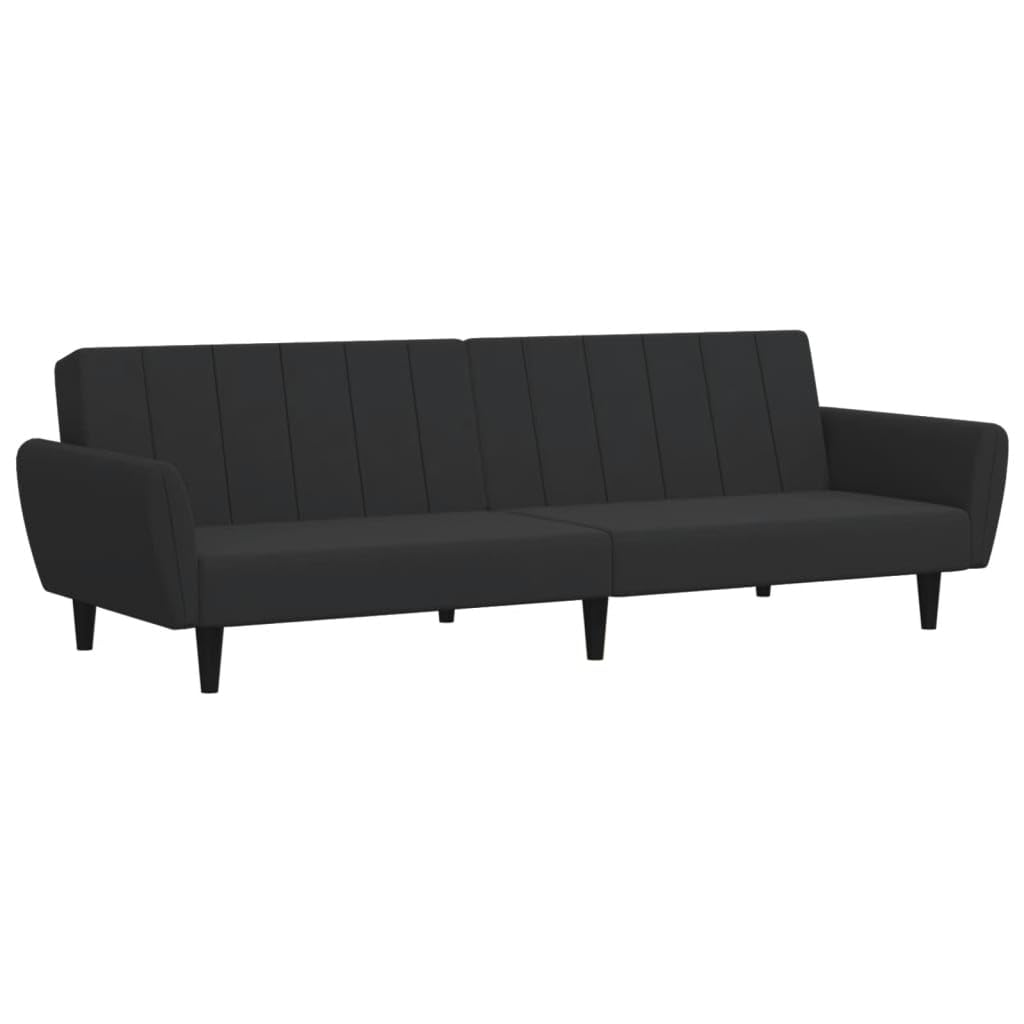 vidaXL 2 Seater Sofa Bed with Footstool Black Velvet, 3216253