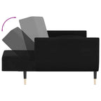vidaXL Black Velvet 2-Seater Loveseat Sofa Bed - Adjustable Sleeper Couch with Pillows for Living Room and Guest Room