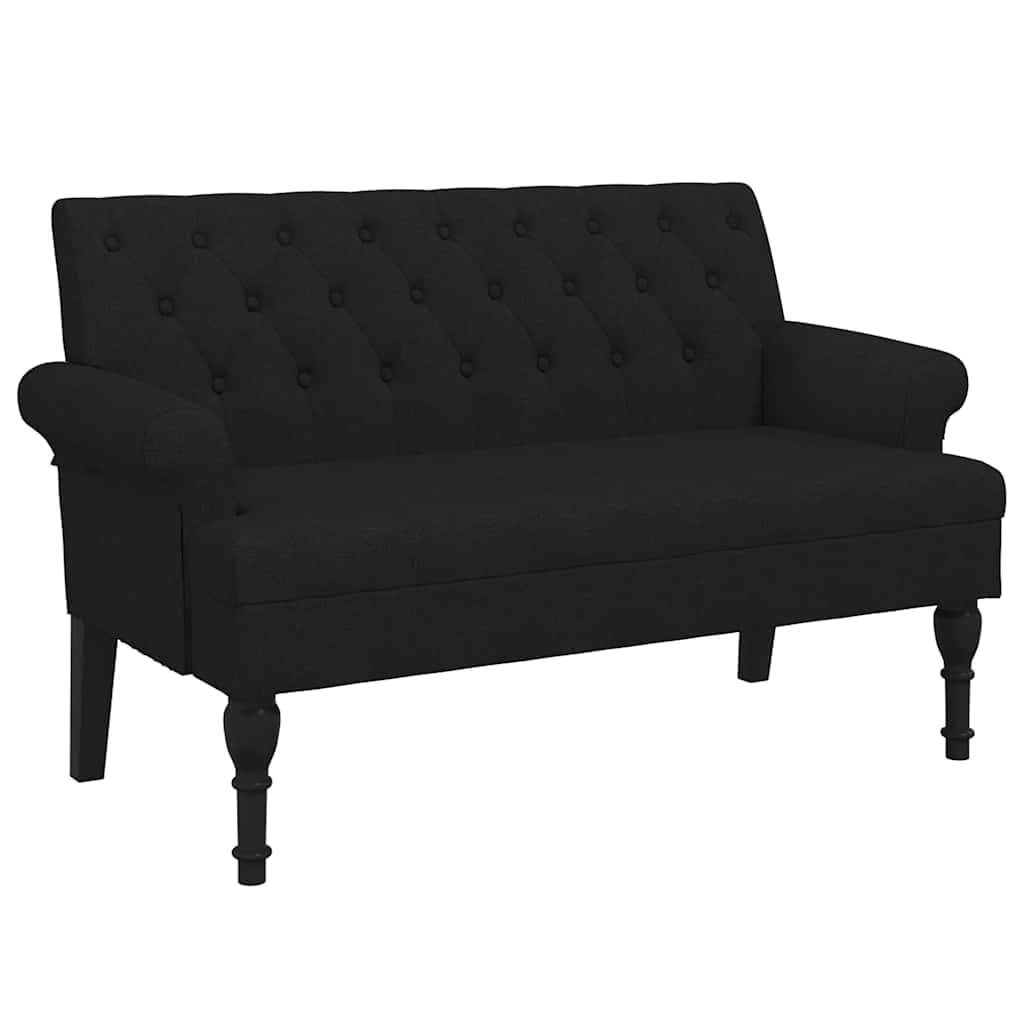 vidaXL 47&quot; W Small Loveseat, Fabric Chesterfield Sofa with Button Tufting & Rolled Armrests for Small Spaces, 2 Seater Couch for Living Room & Bedroom, Black