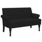 vidaXL 47" W Small Loveseat, Fabric Chesterfield Sofa with Button Tufting & Rolled Armrests for Small Spaces, 2 Seater Couch for Living Room & Bedroom, Black