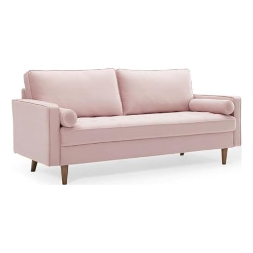 Modway Valour Modern Style Performance Velvet Sofa In Pink Finish