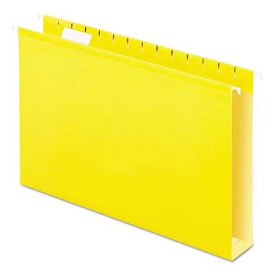 Reinforced 2' Extra Capacity Hanging Folders, 1/5 Tab, Legal, Yellow, 25/Box