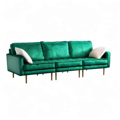 Lilola Home Theo Green Velvet Sofa with Pillows