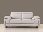 HomeRoots Light Gray 31' Tasteful Light Grey Leather Loveseat