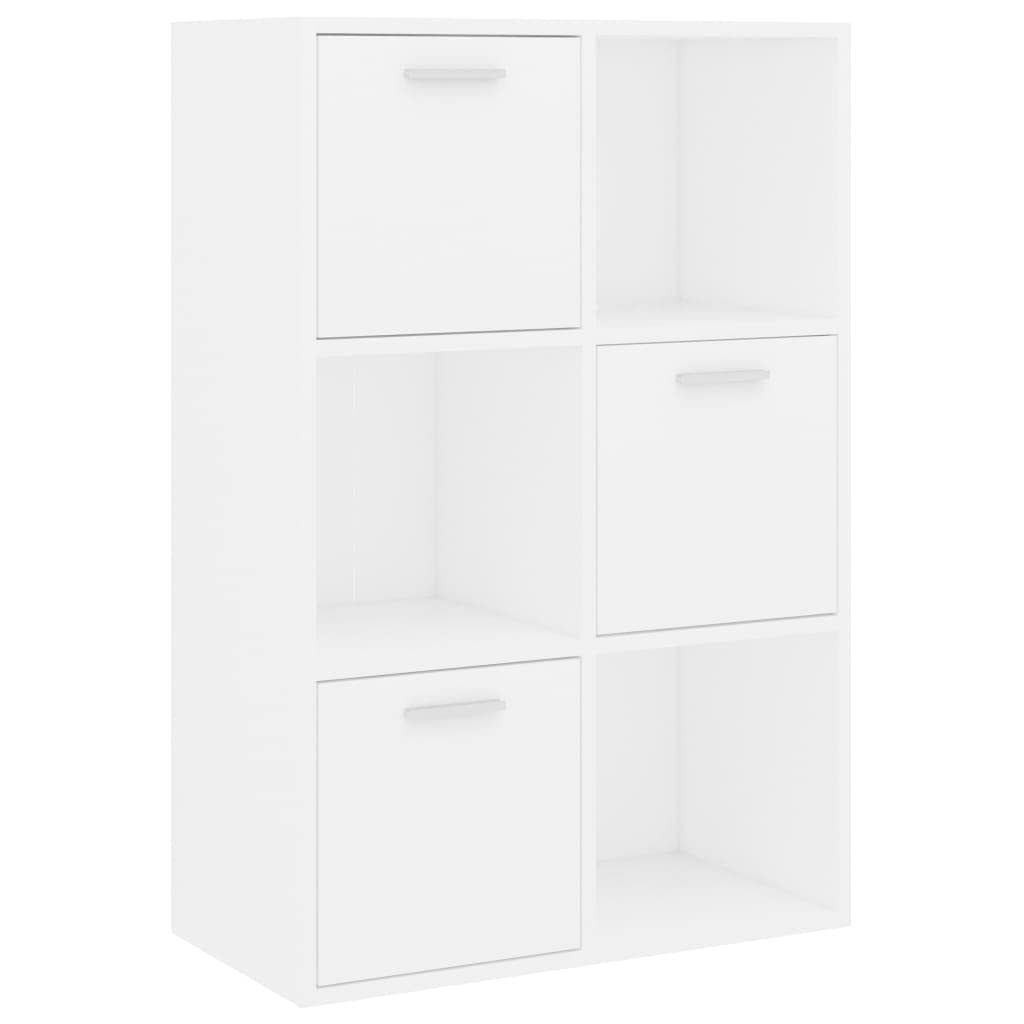 vidaXL Bookshelf, Storage Cabinet with 3 Doors Bookcase, Storage Shelf for Office Living Room, Standing Shelving Unit, Modern, White Engineered Wood