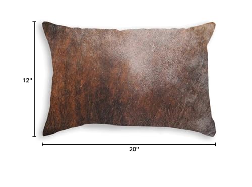 HomeRoots Cowhide, Microsuede, Polyfill 12' x 20' x 5' Brown Cowhide Pillow