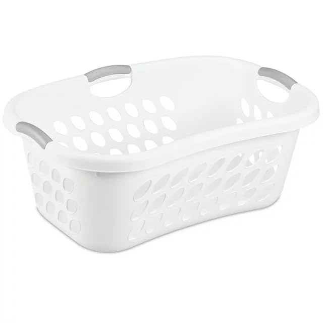 Sedlav 1.25 Bushel Ultra HipHold Laundry Basket  Ergonomic Plastic Washing Bin, White