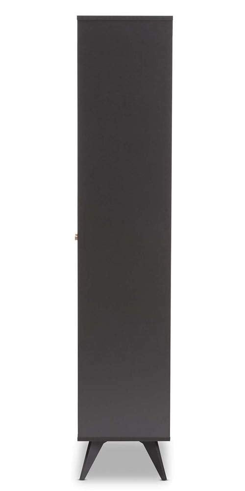 Baxton Studio Serafino Mid-Century Modern Dark Grey and Oak Finished Wood Wine Cabinet