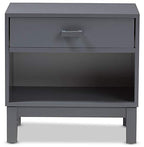 Baxton Studio Deirdre Modern and Contemporary Grey Wood 1-Drawer Nightstand Grey//Light Wood/Contemporary/Rubber Wood/MDF