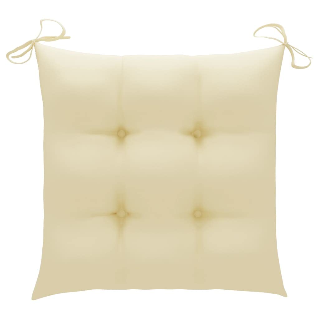 vidaXL Teak Rocking Chair with Cushion - Indoor/Outdoor Furniture - Fine Sanded Finish - Cream White Cushion Included - Comfortable Slatted Back and Seat - Durable Weather-Resistant Hardwood