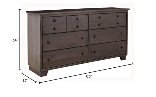 Progressive Furniture Diego Drawer Dresser, 65&quot; W X 17&quot; D X 34&quot; H, Grey