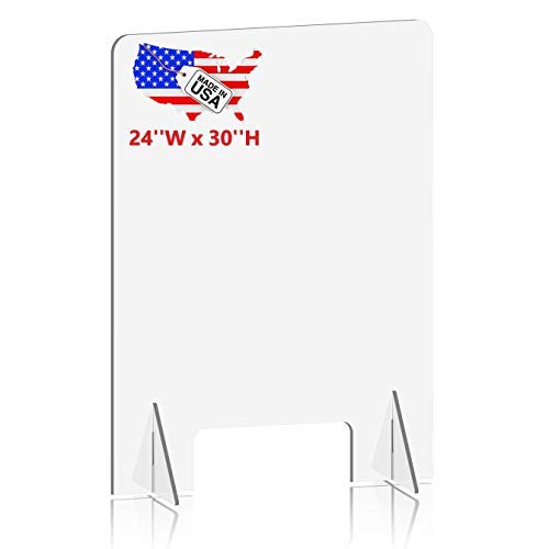 INTELLIMADE Sneeze Guard, Plexiglass Shield for Desk Counter and Table, Freestanding Clear Acrylic Shield, Plexiglass Barrier