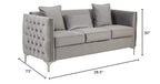 Lilola Home Bayberry Gray Velvet Sofa with 3 Pillows