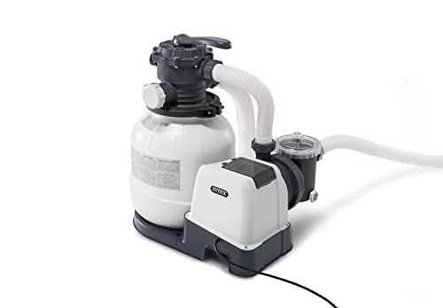 Intex Krystal Clear Sand Filter Pump For Above Ground Pools With 2100 Gallons Per Hour Flow Rate, Improved Circulation, And Easy