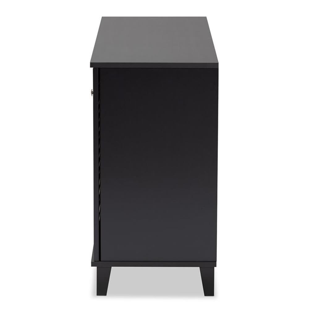 Baxton Studio Coolidge Modern and Contemporary Dark Grey Finished 8-Shelf Wood Shoe Storage Cabinet