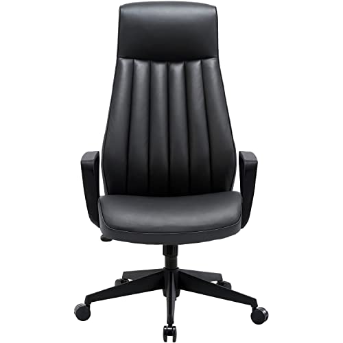 Lorell LYS High-Back Bonded Black Leather Chair