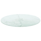 vidaXL Tempered Glass Table Top with Marble Design, White, Round, Durable, Easy-to-clean, Home Decor, Versatile Usage, Zero Assembly Required, Diameter 15.7"