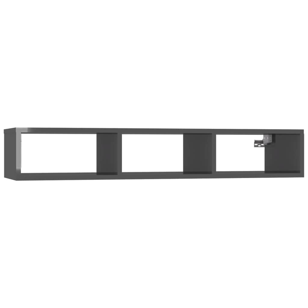 806255 vidaXL Wall Shelf High Gloss Gray 40.2&quot;x12&quot;x7&quot; Chipboard