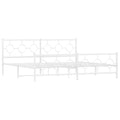 vidaXL White King Bed Frame with Headboard/Footboard - Steel Metal Bedroom Furniture, 76"x79.9" Mattress Support