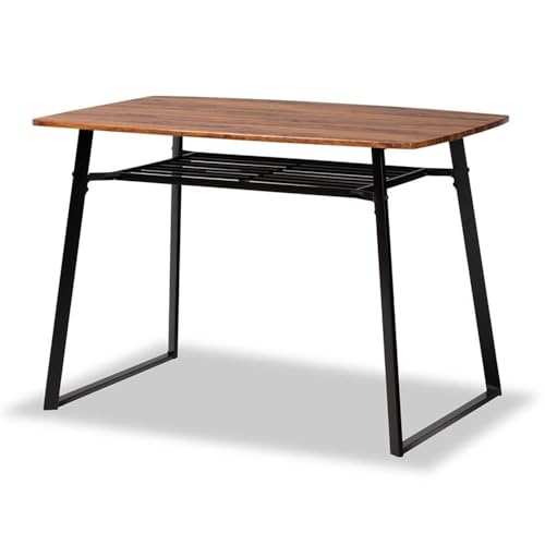 Baxton Studio Elida Modern and Contemporary Walnut Brown Finished Wood and Black Metal 5-Piece Dining Set
