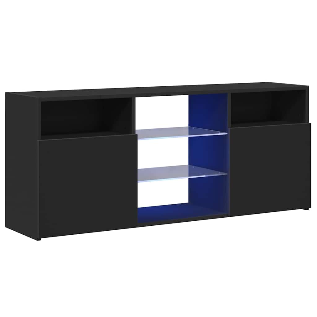 vidaXL TV Cabinet with LED Lights Black 47.2&quot;x12&quot;x20&quot;