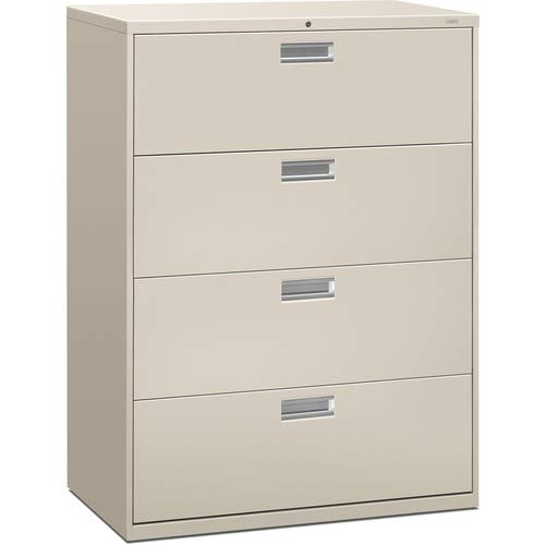 Hon 600 Series Standard Lateral Files W/Locks-4 Drawer Lateral File W/Lock, 42&quot;X19-1/4&quot;X53-1/4&quot;, Light Gy