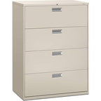 Hon 600 Series Standard Lateral Files W/Locks-4 Drawer Lateral File W/Lock, 42"X19-1/4"X53-1/4", Light Gy