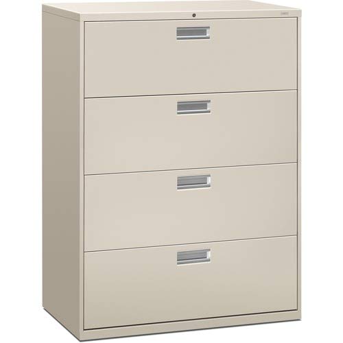 Hon 600 Series Standard Lateral Files W/Locks-4 Drawer Lateral File W/Lock, 42"X19-1/4"X53-1/4", Light Gy
