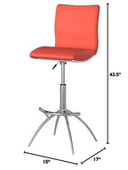 Neos Modern Furniture Set of 2 Height Adjustable Swivel Leatherette Bar Stool with Cushion and Gas Lift, Orange