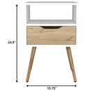 HomeRoots White-Light Oak Modern White and Light Oak Bedroom Nightstand